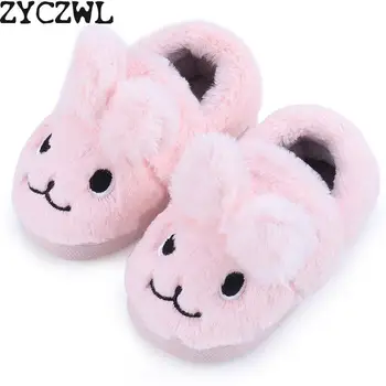 

2019 Winter Male Female Baby Slippers Kids Home Plush Flip Flops Girl Cartoon Boy Slipper Indoor House Children Soft Flats Shoes