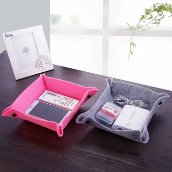 

Fabric Felt Desktop Phone Holder Foldable Use Table Storage Tray TV Remote Storage Case For Office Livingroom Coffee Table
