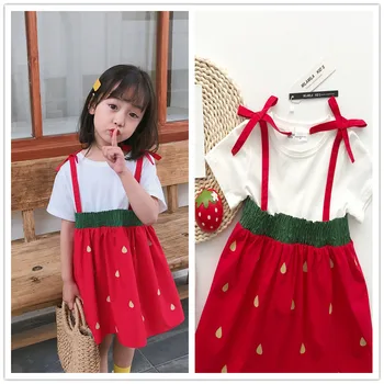 

kids dresses for girls Fake two-piece short-sleeved dress 2020 summer baby girls clothes cotton soft dresses