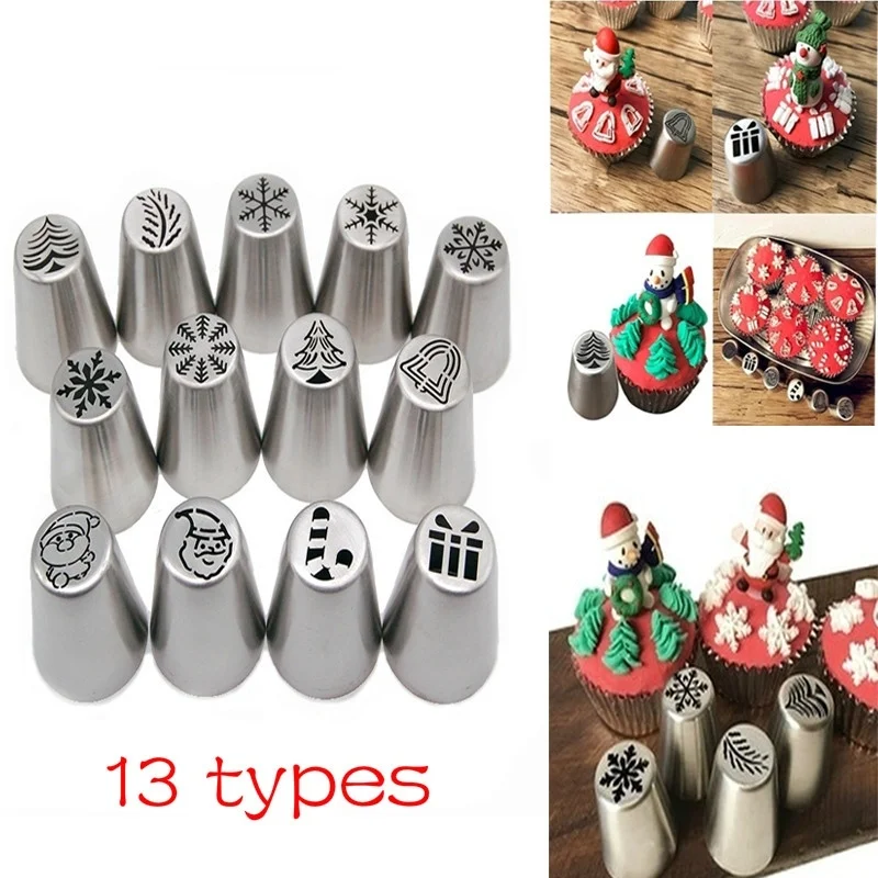 Icing Piping Tips Christmas Tree Special Russian Leaf Nozzle Bakeware Cupcake Cake Decorating Pastry Eco-Friendly Baking Tools afbeelding