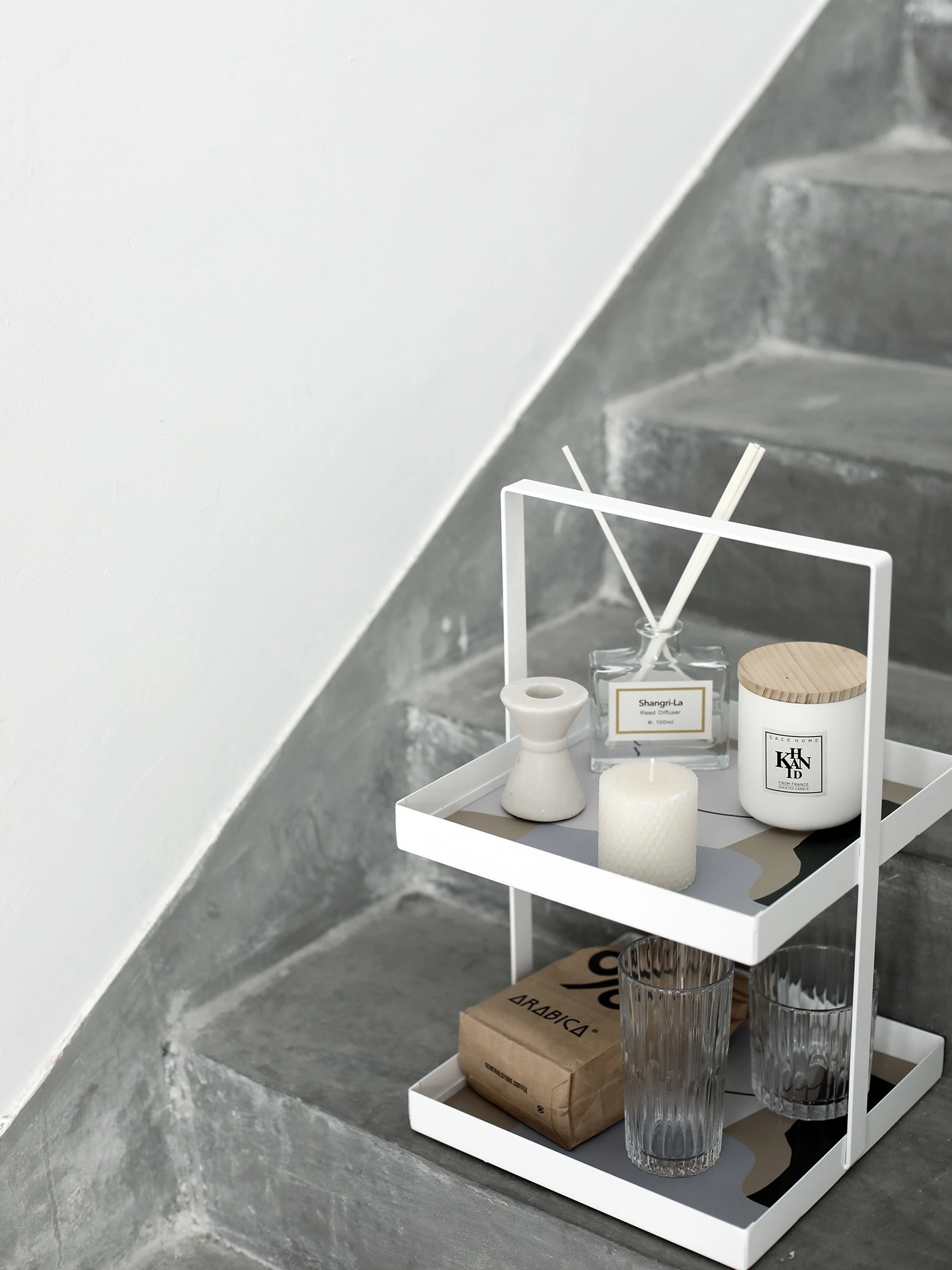 

SWEETGO Double Layers Square Storage Holders with Leather Mat 25cm for Coffee Cupcake Jewelry Perfume Make Up Toilet Reception