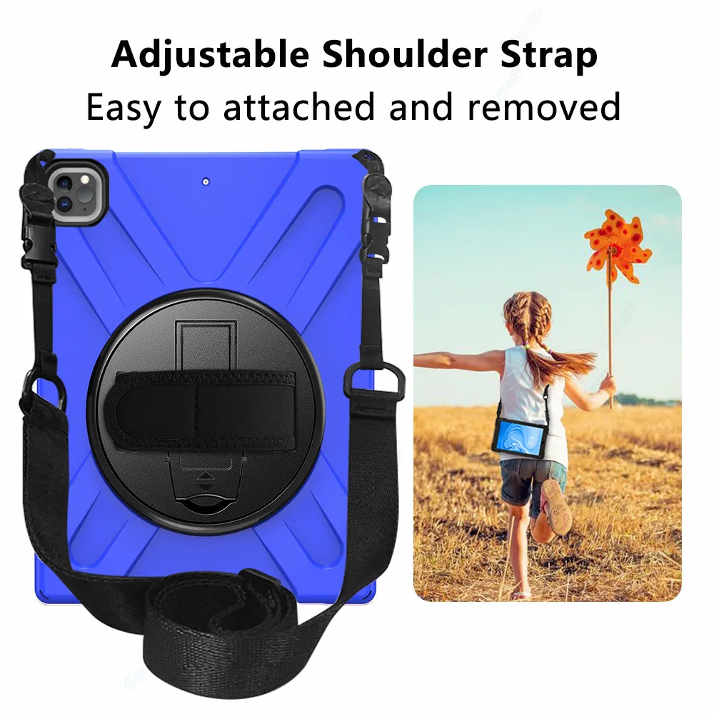 GZERMA Case For iPad Pro 12.9 2020 Case With Hand Strap Shoulder Strap 360° Rotatable Stand Case For iPad Pro 12.9'' 2020 2018