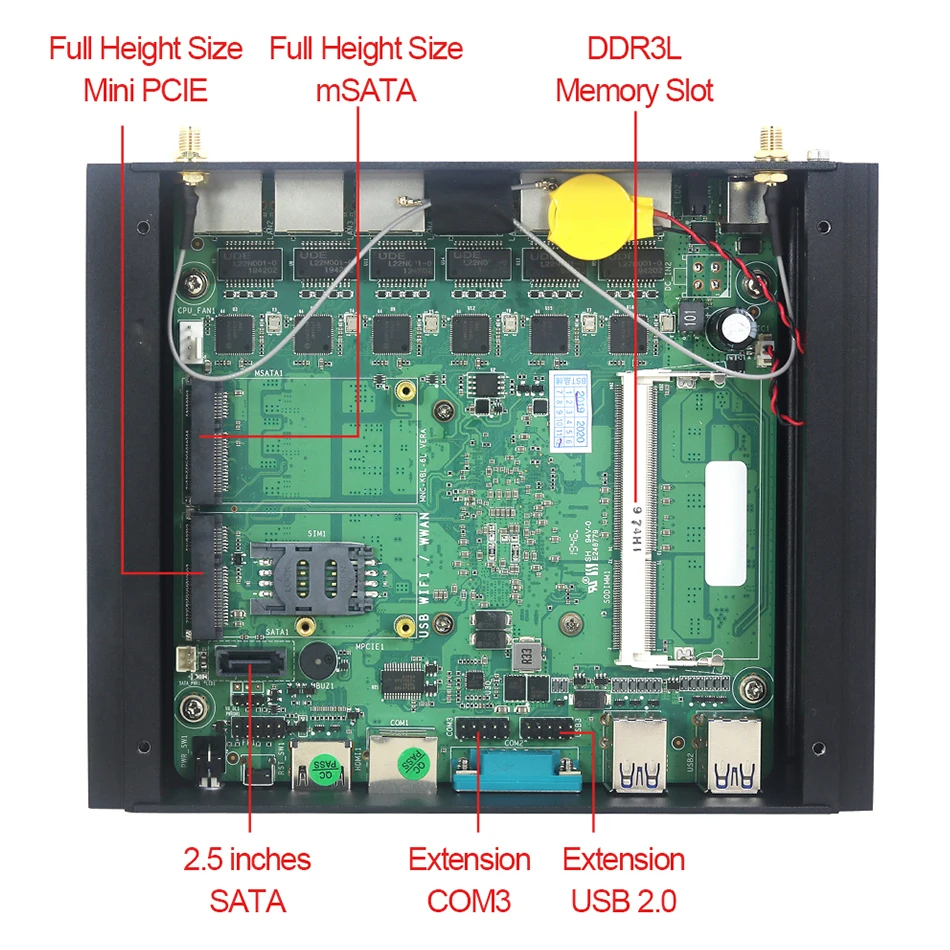 Мини ПК Intel Core i5 7200U i3 7100U i7 6 LAN 211at Gigabit Ethernet HDMI 2 * RS232 брандмауэр роутер PFsense Aes Ni