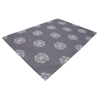 

186x267 Cm Grey Handmade Dhurrie Rug-6x9 Ft