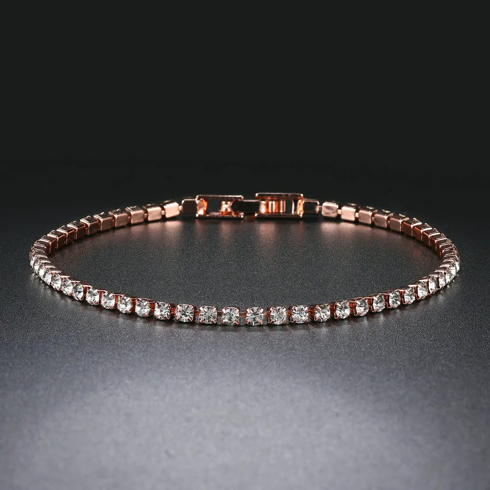 Rose Gold Crystal Tennis Chain Bracelet