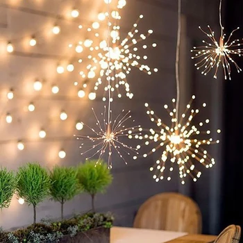 

Fairy Lights Fireworks Shaped Decorative Hanging String Lights 8 Lights Modes Copper Wire Lights Garden Lighting for Christmas