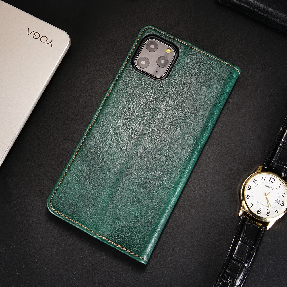 Leather Flip Wallet Case with Magnetic Holder