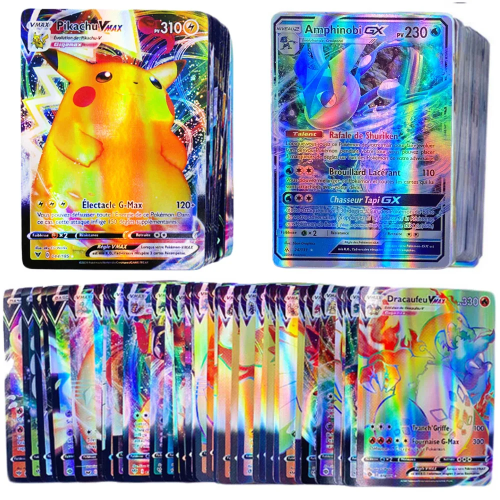 TAKARA TOMY-Juego de cartas coleccionables Pokemon GX versión francesa, cartas brillantes