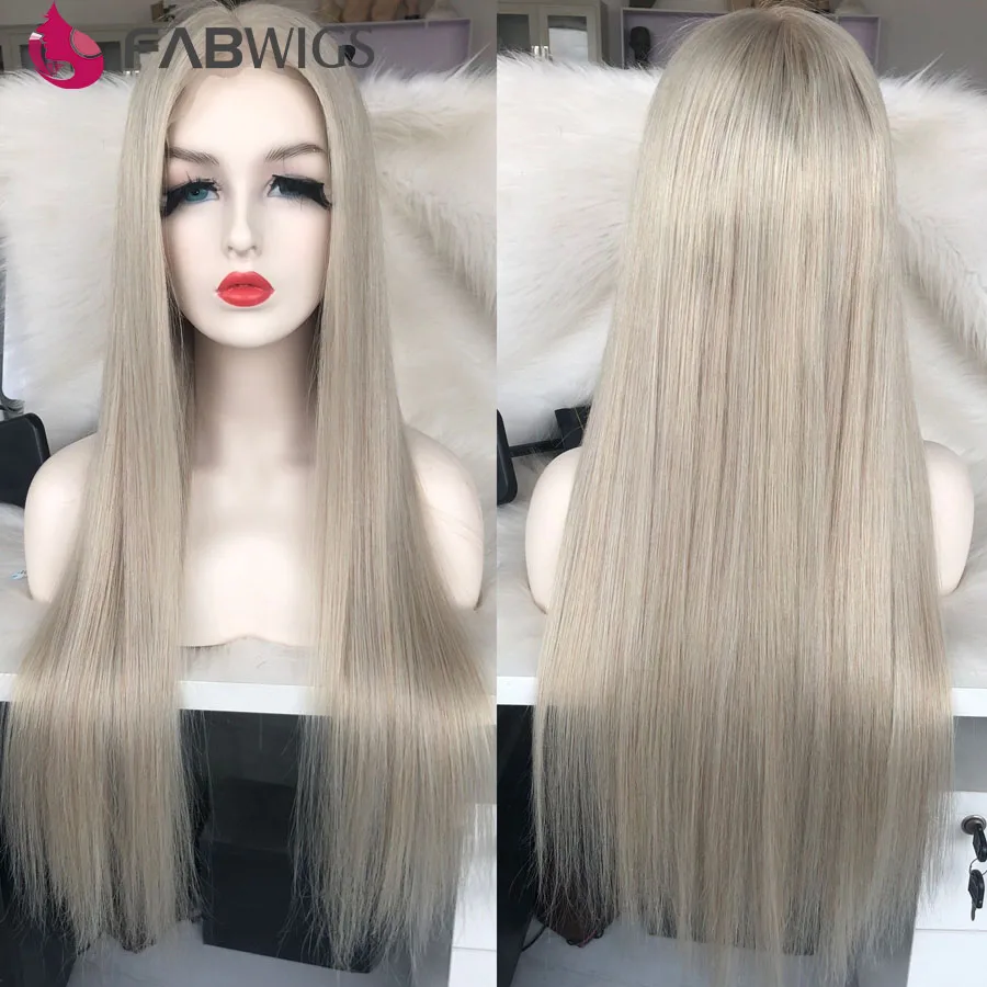 

Fabwigs Ash Blonde 13x6 Lace Front Wig Transparent Lace Wig European Human Hair Wigs Pre Plucked Ash Grey Wig Can be Dyed