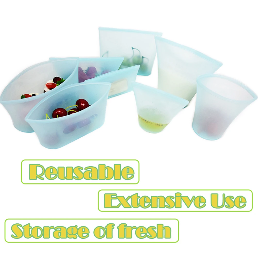 

8 x Reusable Silicone Food Preservation Bag Airtight Seal Set Zip Leakproof Storage Container Versatile Kitchen Cooking Utensil