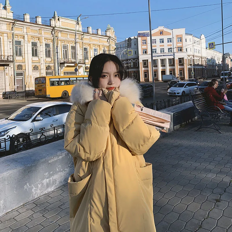 

Photo Shoot 2020 Winter New Style Mid-length Cotton-padded Clothes Women's Korean-style Loose-Fit over-the-Knee down Cotton fu d