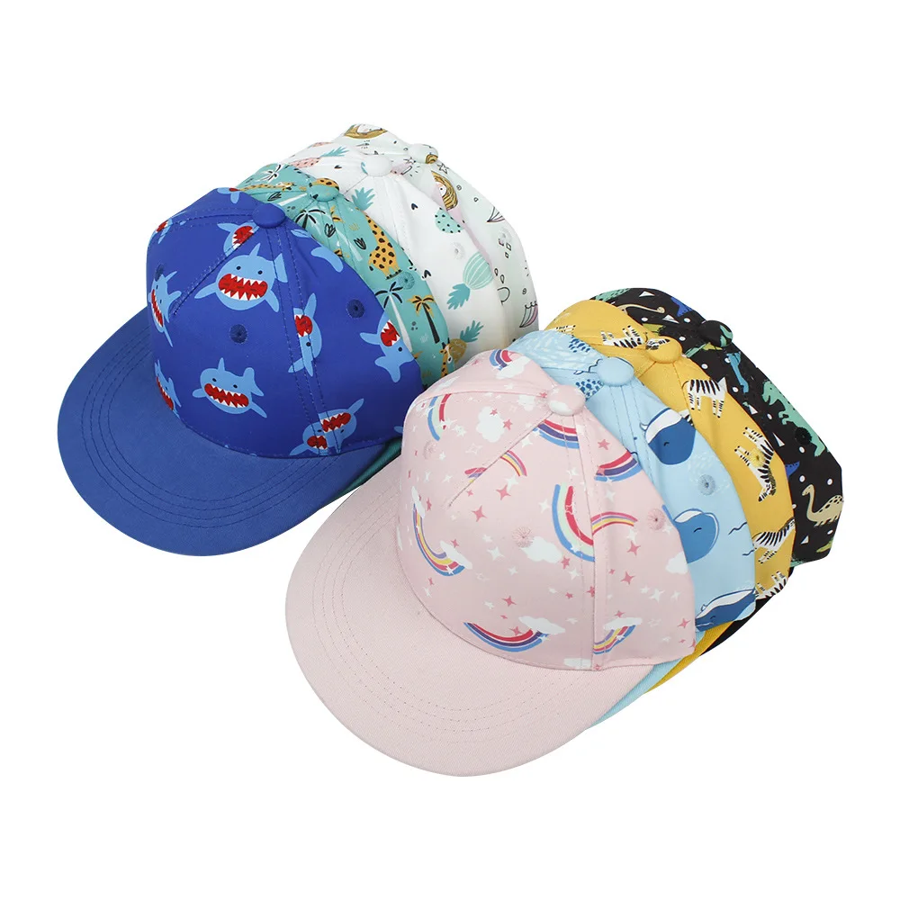 winter baseball cap 2022 New Summer Baby Sun Hat Cartoon Printed Panama Beach Children Baseball Cap Boy Girl Cap Hip-Hop Snapback Hat For 2-8 Years baseball dad hats