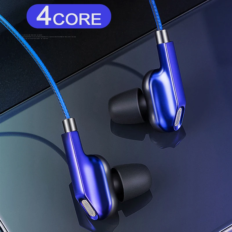 REHIMM In Ear проводные наушники двойной динамический катушки 4 Динамик тяжелый бас стерео провод Управление с