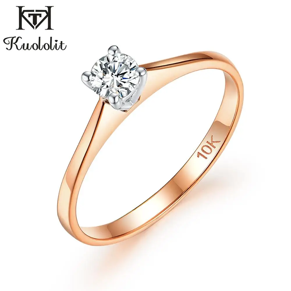 Kuololit-Anillos de piedras preciosas para mujer, sortijas de moissanita natural, 100% oro y rosa, 10K, color D, regalo de compromiso único, 585 - AliExpress Joyería y accesorios