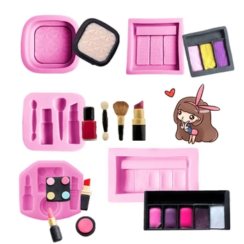 

5Pcs Lipstick Eyeshadow Palette Epoxy Resin Mold Makeup Case Keychain Pendant Resin Mold Jewelry Making Tools Art Crafts