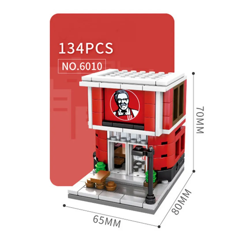 Sembo Blocks City Street View  Shoes  Fast Food Phone KTV Pizza Coffee  Building Blocks MOC Bricks Kids DIY Toys Sets  (4)