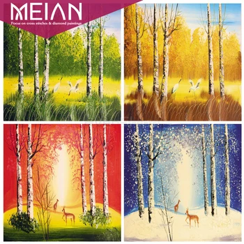 

2020 MEIAN Tree Diamond Painting Kits Landscape Full Round Diamond Embroidery Cross Stitch Rhinestones Art Gift Home Decor