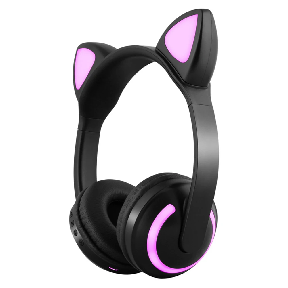 USB Rechargeable Headset Bluetooth Wireless Music Cat ears Shape Backlight Earphone Portable Entertainment Earphone Accessories