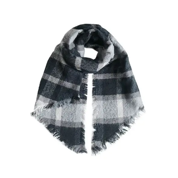 Теплый женский шарф, осенне-зимний шарф, пончо, контрастный цвет,, платок для женщин, роскошный женский плотный клетчатый шарф, шаль, sjaal - Цвет: 190X68cmBlack