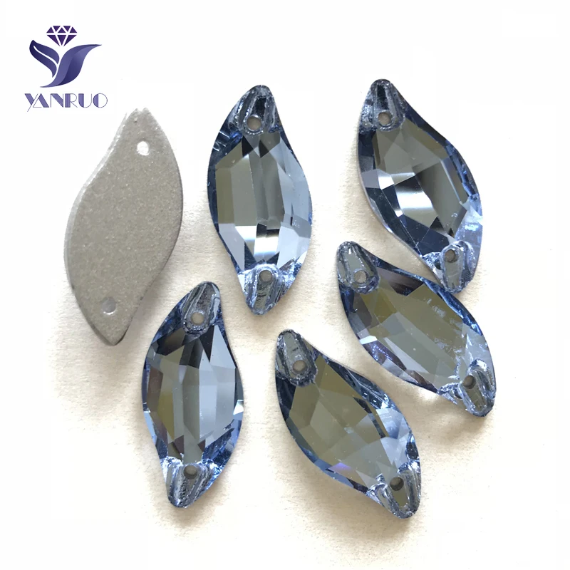 YANRUO 3254 All Sizes Light Sapphire Diamond Leaf Flat Back Stones And Crystals Strass Sew On Rhinestones For Needlework | Дом и сад