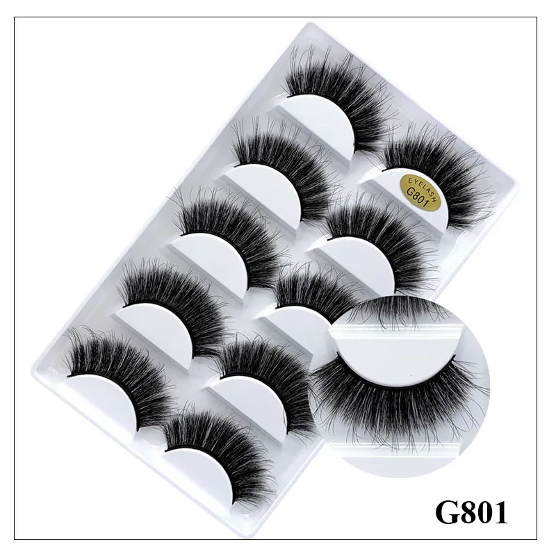 G801 Ресницы для танцев, 5 пар, накладные ресницы, 3D, норковые ресницы, натуральные, Мультипак, ресницы для увеличения объема, ресницы, инструменты для наращивания G800 - Цвет: G801
