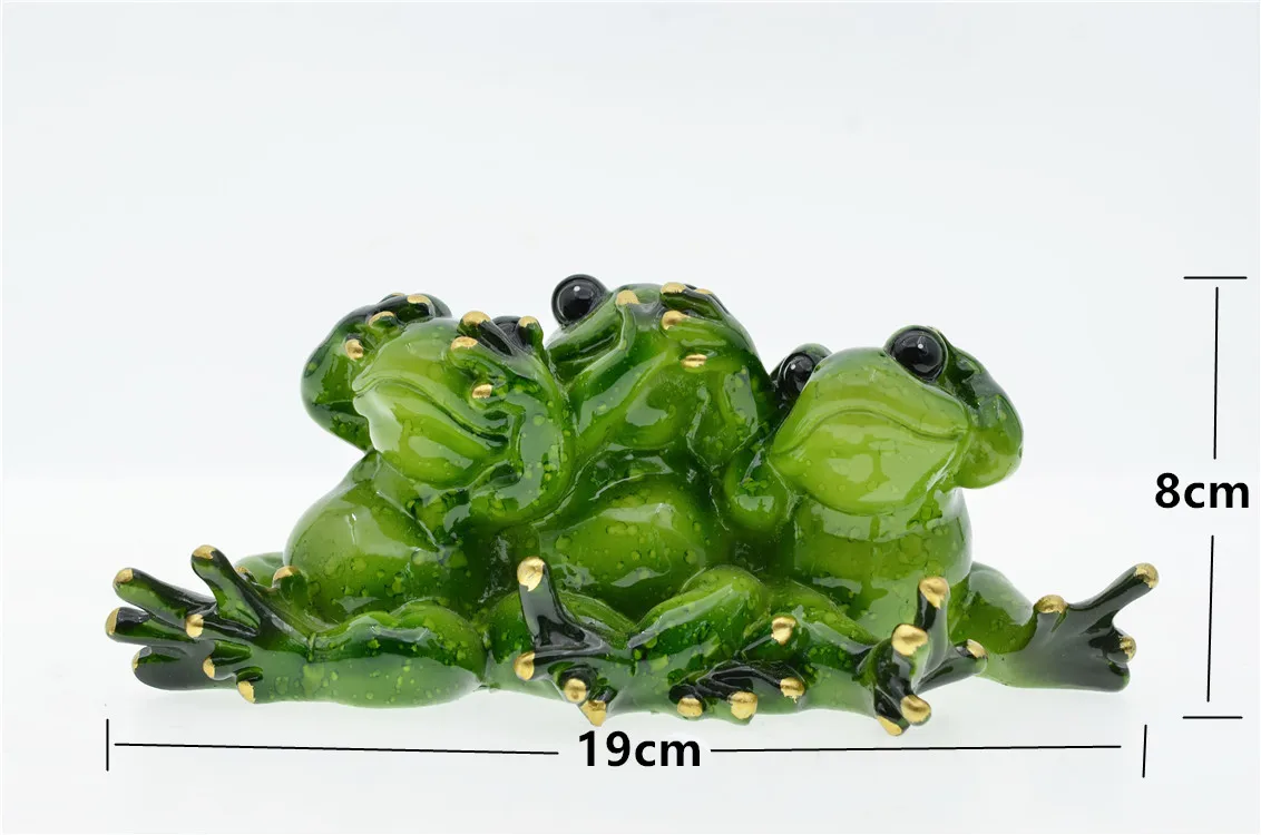 MYBLUE Kawaii Dont Talk Dont Listen Dont Look Frog Figurine Miniature Fairy Garden Nordic Home Room Decoration Accessories