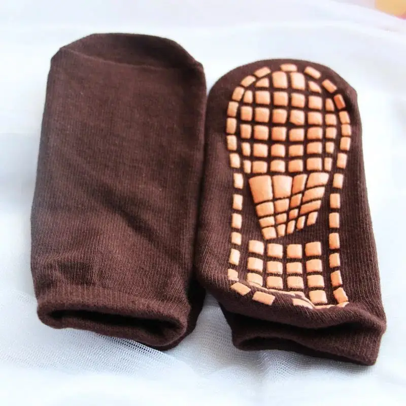 coffee non-slip Осенне-зимние теплые нескользящие носки-тапочки Носки для мальчика и полотенце для девочки Домашняя одежда хлопковые цветные плексигласовые толстые носки - Цвет: coffee non-slip