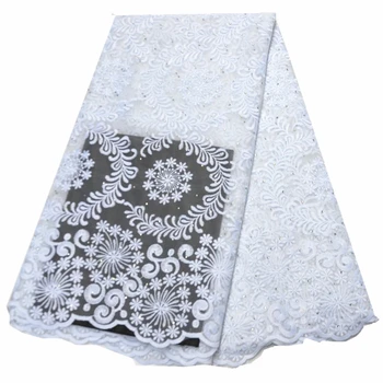 

5yards/piece for women fashion dress 2020 new arrival high quality lace tulle 3d flower trim lace fabric african lace materials