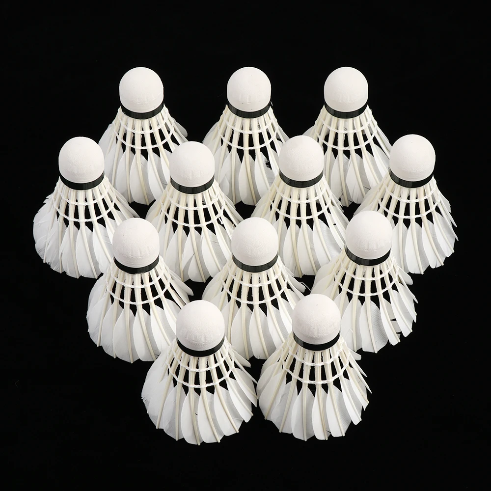 Badminton Shuttlecock Badminton Ball Feather Shuttlecock 12Pcs/Boxed Goose Feather Sports Badminton Shuttlecocks Foam Head Badminton Balls Game Training Balls
