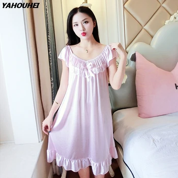 

Sexy Silk Satin 3D Print Sleeveless Lingerie Nightgowns For Women Summer Lace V-neck Night Dress Sleepwear Babydoll Nightdress