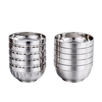 

5-piece Stainless Steel Tableware Set Double-layer Children's Household Bowl Canteen Insulation Bowl Soup Bowl Soup Bowl Ramen