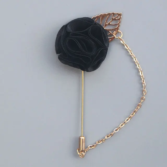 Черный 5Pieces/Bag Wedding Boutonniere Flower Festival Celebration Party Prom Suit Corsage Size 3.5CM Fabric Cloth Rose Brooch Flowers - Цвет: Черный