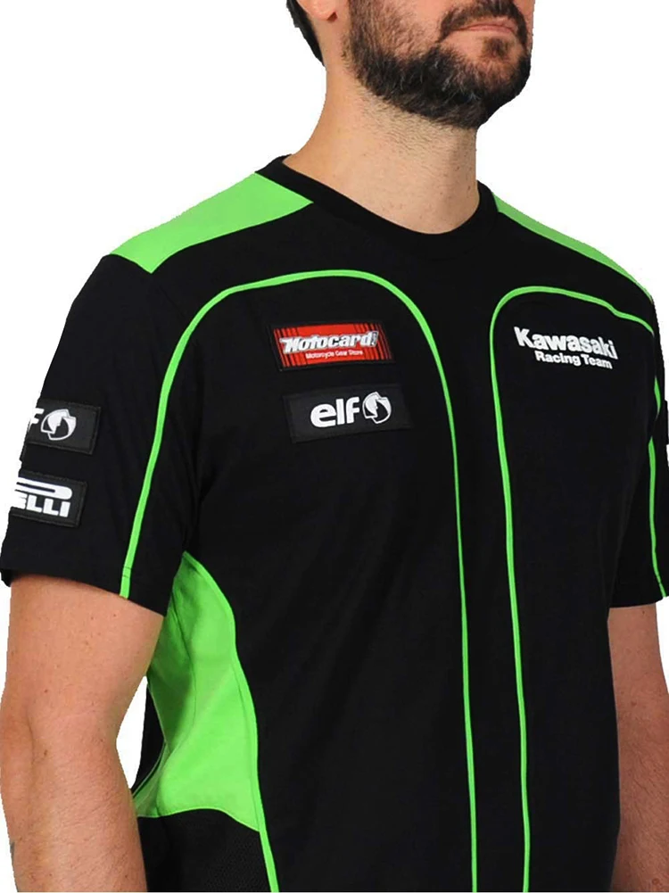 Мотоцикл для Kawasaki футболка поездки и гонки на мотоциклах команда Мужская горный полиэстер Джерси