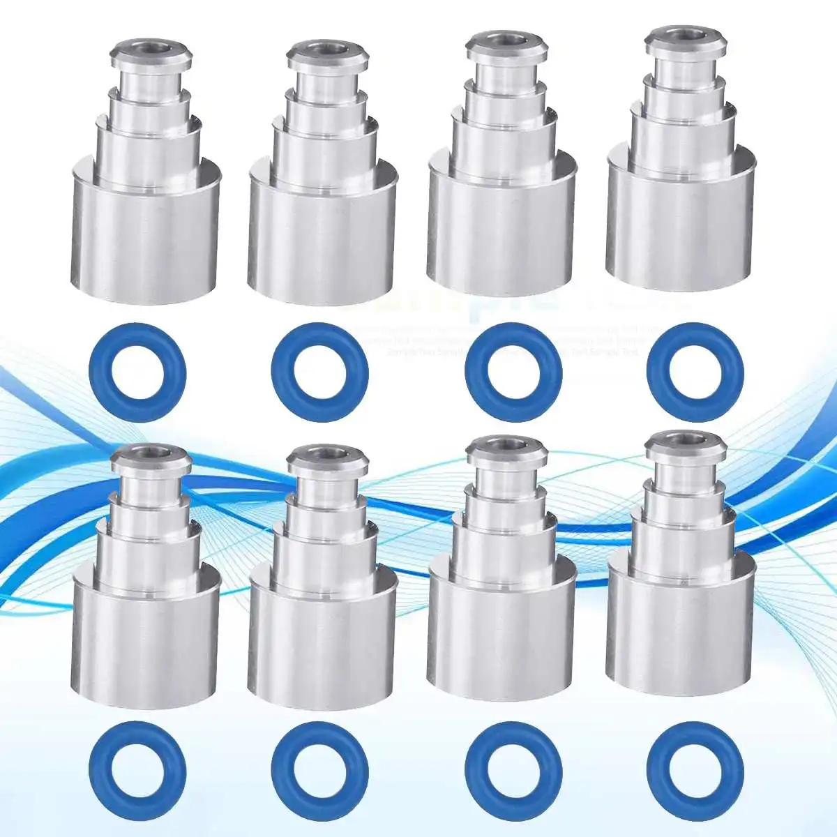 

NEW 8Pcs Aluminium Alloy LS3 Injector Into A for LS1 for LS2 Injector Extender Adapter Top Hat For Delphi 4.8 5.3 6.0