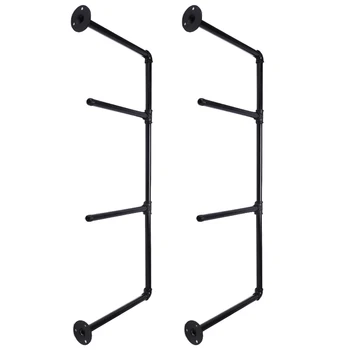 

2PCS 2/3/4 Tier Shelf Industrial Furniture Wall Shelf Bracket Hanging Storage Shelves Iron Pipe Black Shelves DIY Pipe