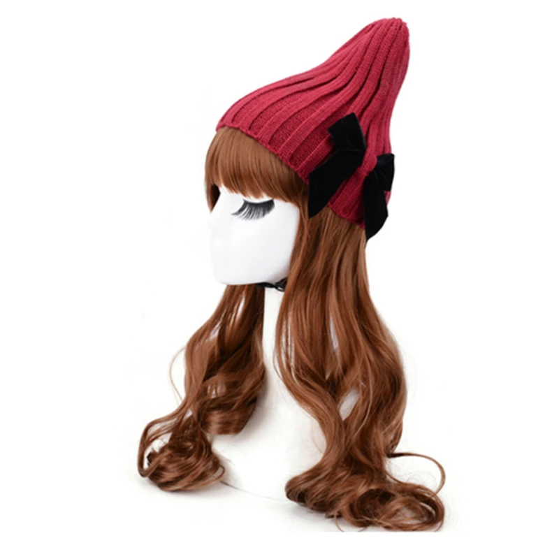 Детские бантики, вязаные шапки, новая модная теплая шерстяная шапка с бантом, вязаные шапки Skullies, лидер продаж, зимние теплые лыжные шапки с бантом для девочек