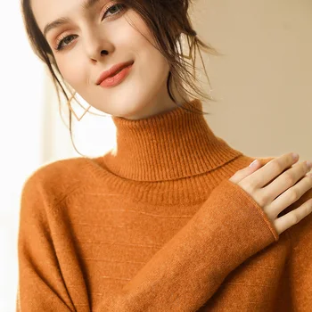 

Soft Jumpers Turtleneck Women Pullovers Cashmere and Wool Knitted Sweaters 2019 New Fashion 4Colors Standard Clothes