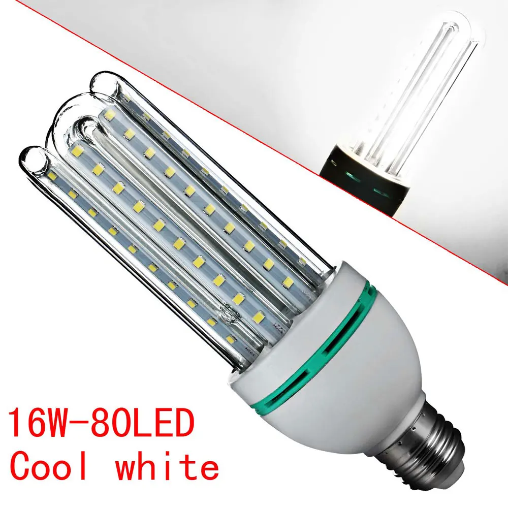 Luminous E27 Corn Light LED Bulb U Shape Home Lighting SMD2835 16W White