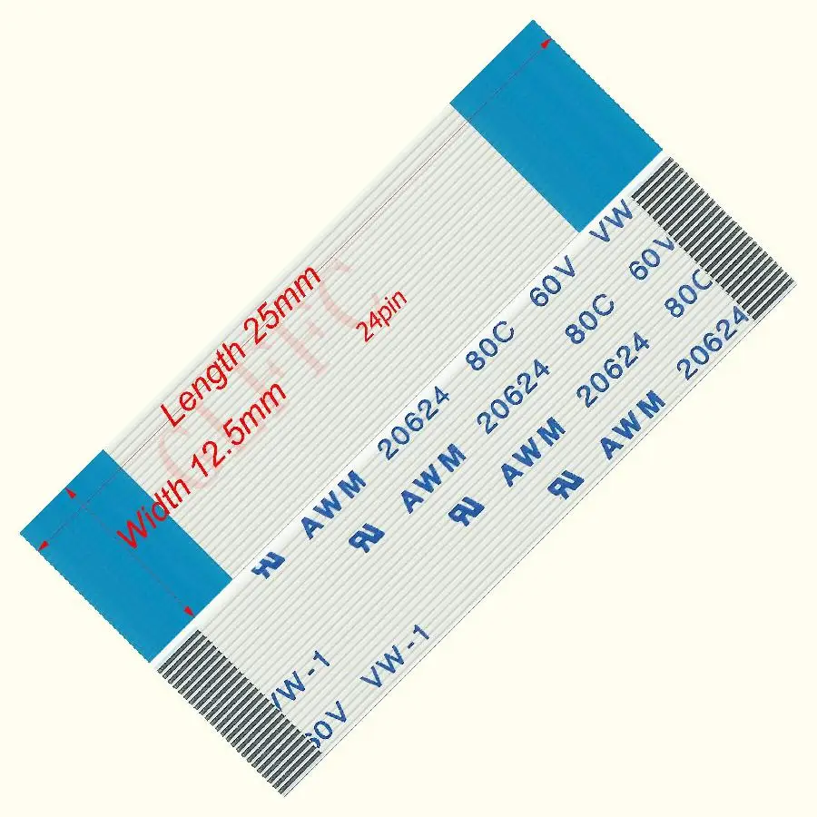 24pin 0 5 Шаг 25 мм-85 мм A-Тип Гибкий плоский кабель FFC awm 20624 ROHS для TTL LCD DVD Компьютера |