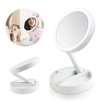 

LED Professional Lighted Makeup Mirrors Magnifying Makeup Mirror Beauty Stand Double Side With LED Light Cosmetic