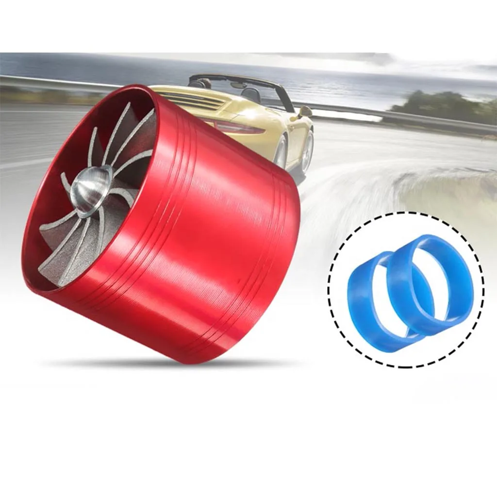 Universal Air Intake Turbo Turbocharger Fuel Gas Saver Fan Black Red