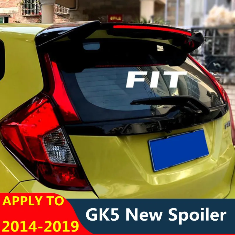 For CAR Trunk New Spoiler Accessories Honda Jazz Fit ABS Plastic Rear