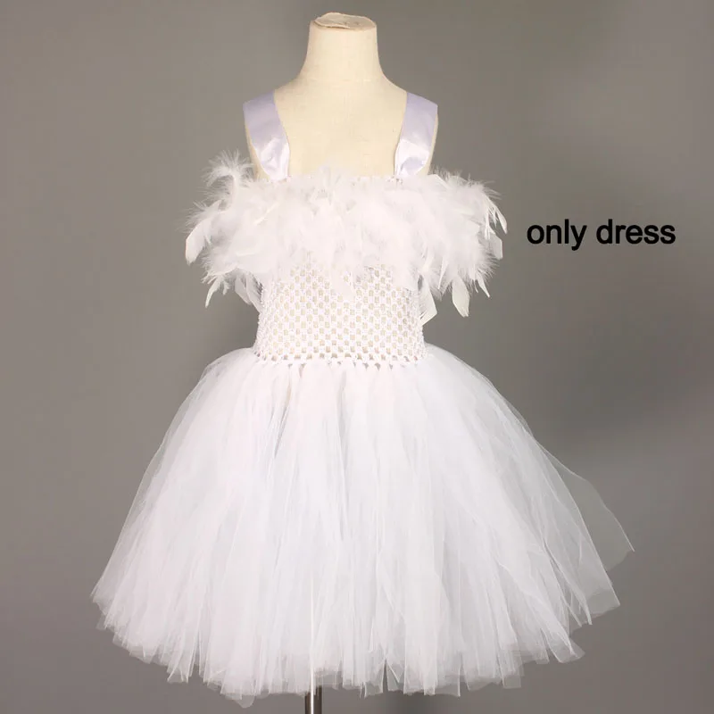 Детский костюм ангела-хранителя на Хеллоуин, белое платье-пачка ангела с перьями для девочек, одежда для рождества Габриэль - Цвет: only dress