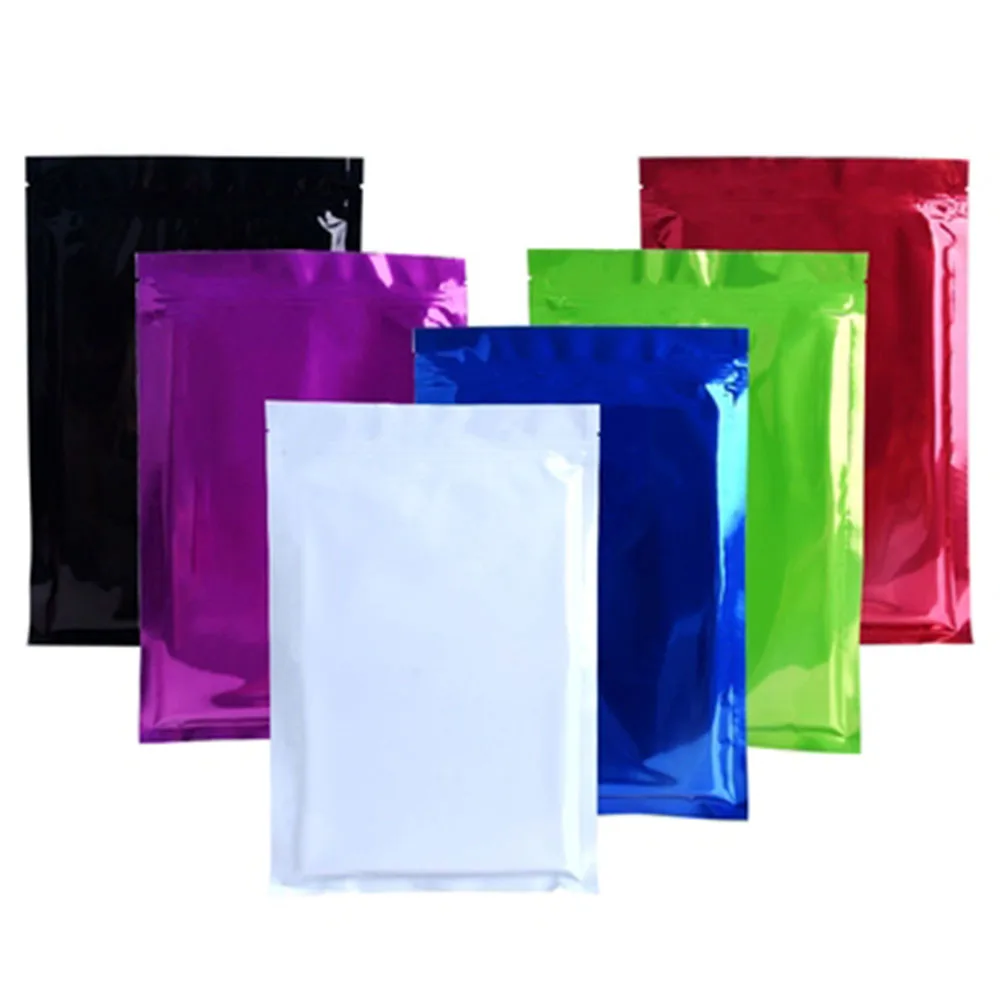 100pcs Many Sizes 6 Colors Glossy Tear Notch Aluminum Foil Mylar Ziplock Pouches Food Powder Storage Packaging Flat Bag Gift | Дом и сад
