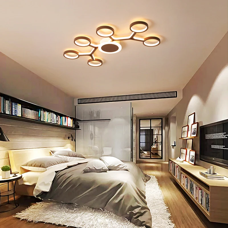Современный светодиодный потолочный светильник для гостиной, спальни, ресторана, кабинета, пульт дистанционного управления, затемняющий алюминиевый корпус, потолочный светильник