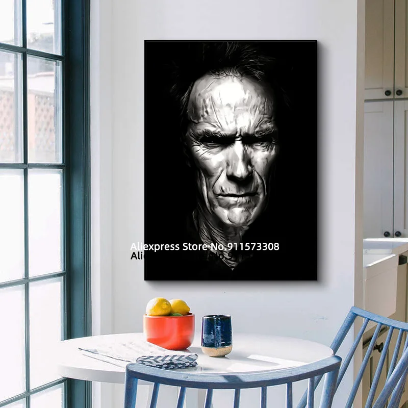 Clint Eastwood черно-белый фото портрет Кино звезда холст живопись плакаты и принты