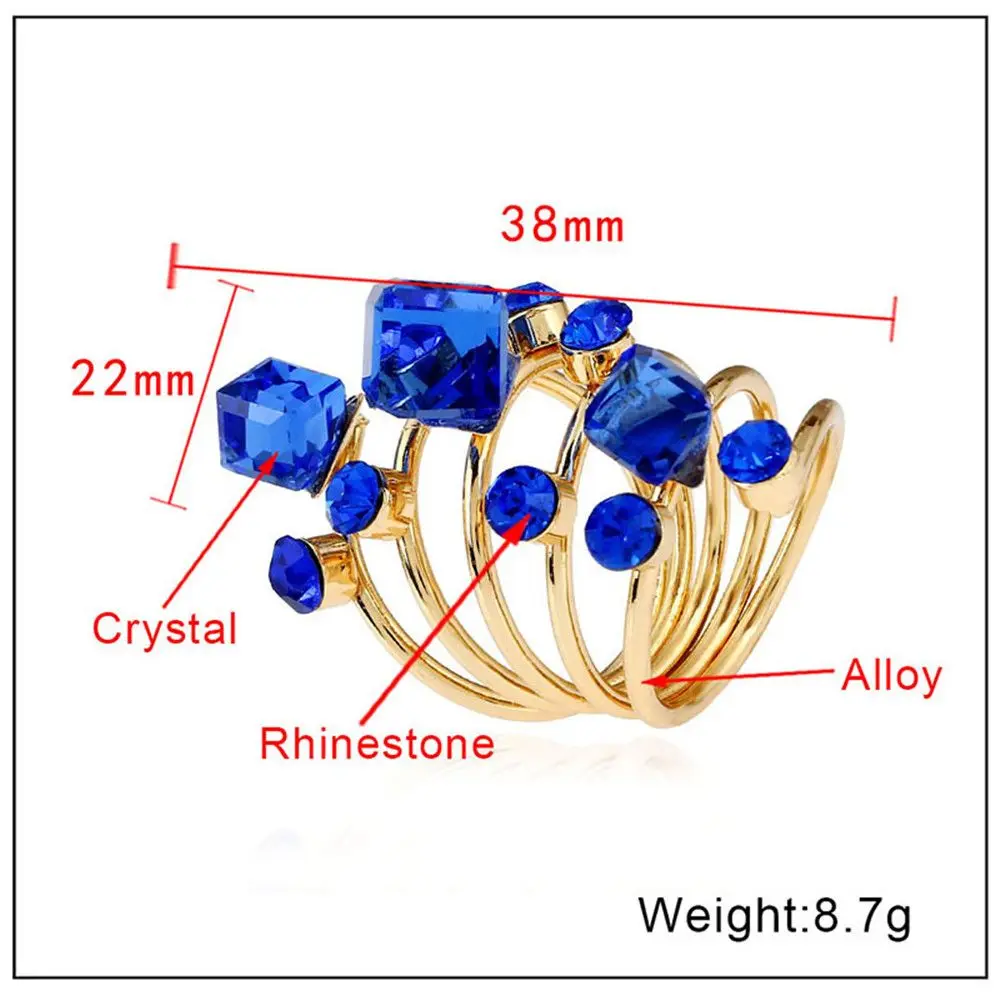 Luxury Multi Stones Rings For Women Trendy Crystal Rhinestone Hollow Open Knuckle Ring Bohemian Engagement Wedding Party Jewelry images - 6