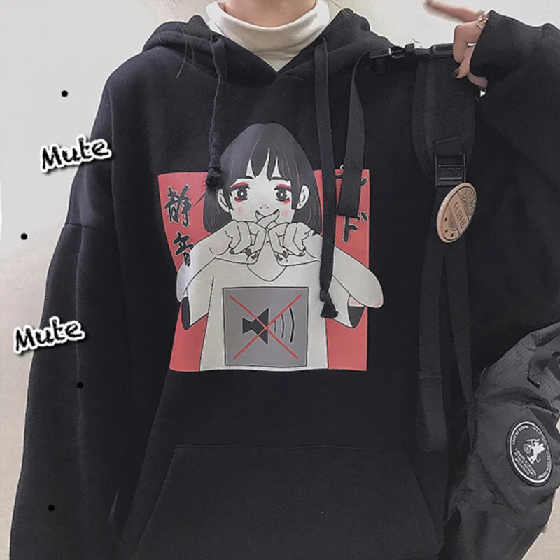 

Harajuku Funny girl print hip hop hoodie men Loose fashion casual fashion Man sweatshirt black All-match white couple streetwear
