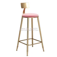 Лучший розовый нордический Золотой Металл высокие ножки барный стул Повседневный табурет простое прочное стабильное кафе кресло с мягкой подушкой противоскользящее