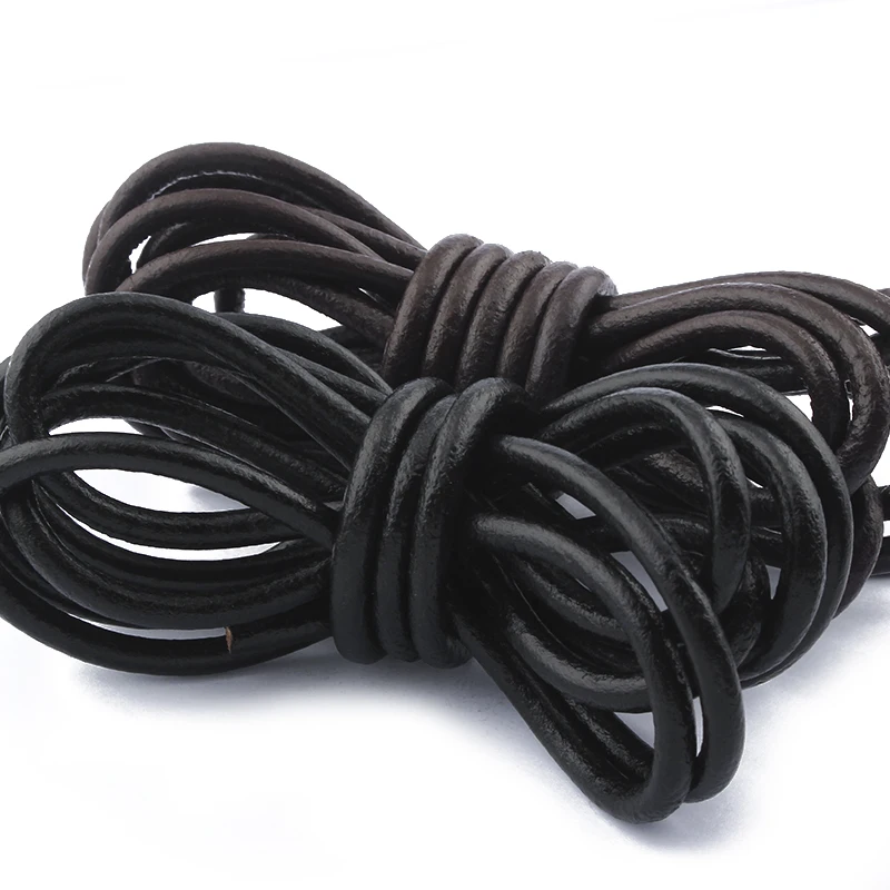 

10 Meters Fashion Jewelry Round Dark Brown Real Leather Cord 4mm For Bracelets & Bangles & pulseras Jewelry Making